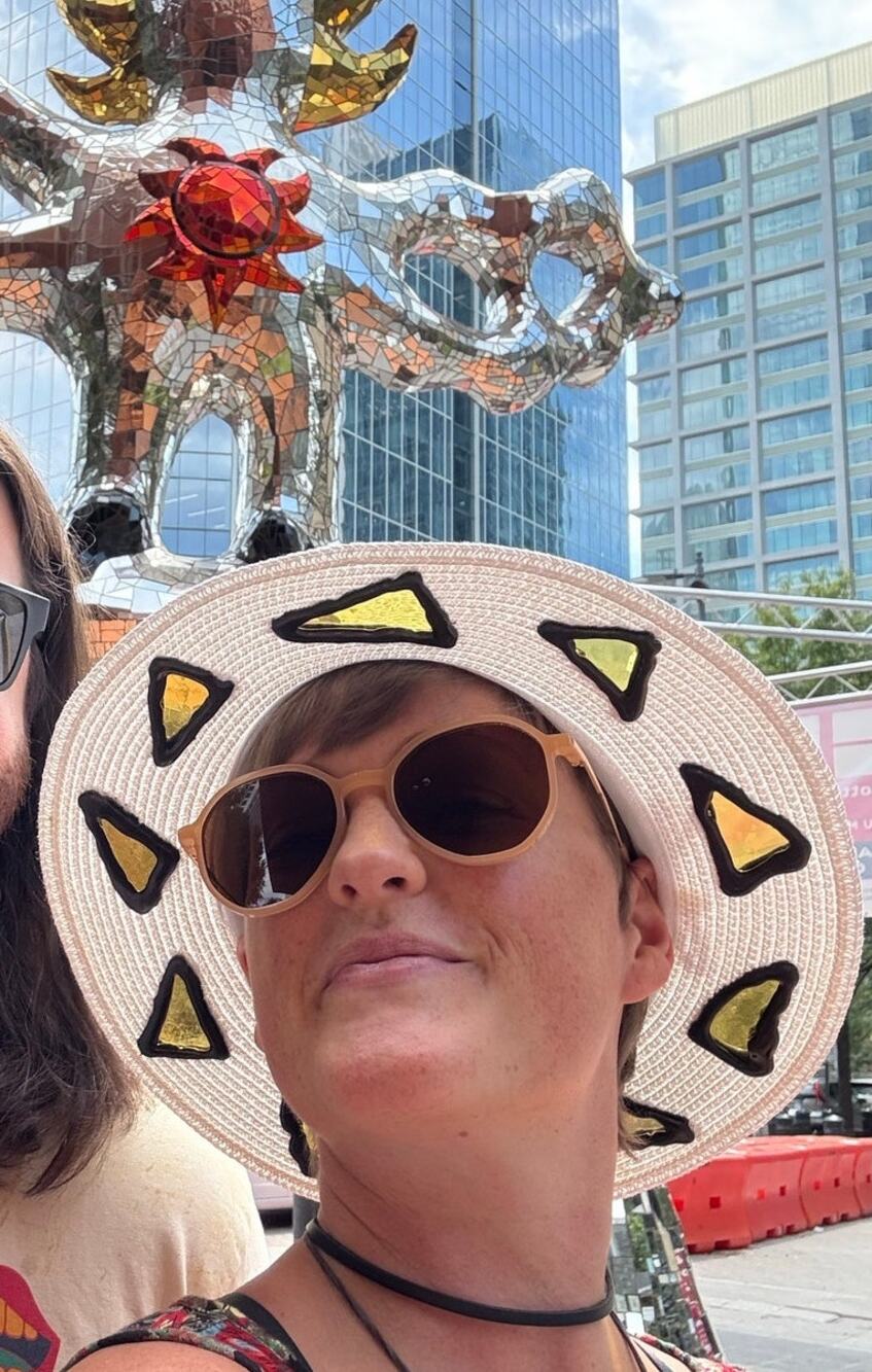 Custom Stained Glass Sun Hat – White, Yellow & Black Festival Hat Adjustable